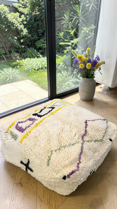 Pouf Berbère Marocain coloré 60 x 60 cm - 011