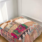 Pouf berbère vintage en laine naturelle – Fait main - 002