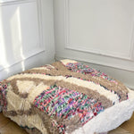 Pouf berbère vintage en laine naturelle – Fait main - 001