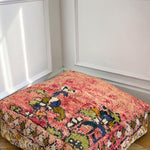 Pouf berbère vintage en laine naturelle – Fait main - 005