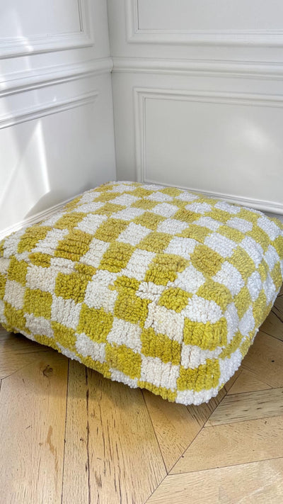 Pouf berbère vintage en laine naturelle – Fait main - 022
