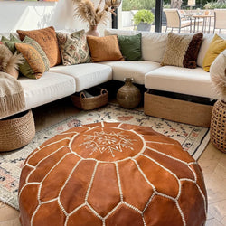 Pouf marocain en cuir – Fait main - 047