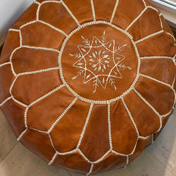 Pouf marocain en cuir – Fait main - 047