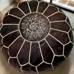Pouf marocain en cuir – Fait main - 048