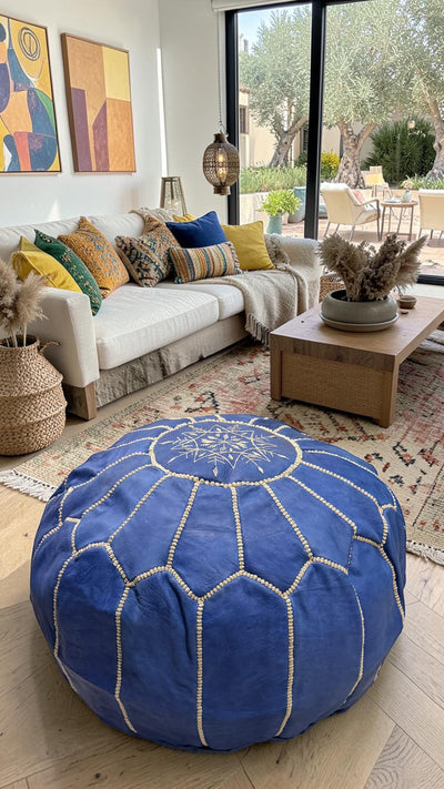 Pouf marocain en cuir – Fait main - 046