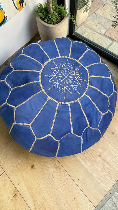Pouf marocain en cuir – Fait main - 046
