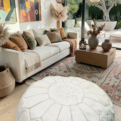 Pouf marocain en cuir – Fait main - 047