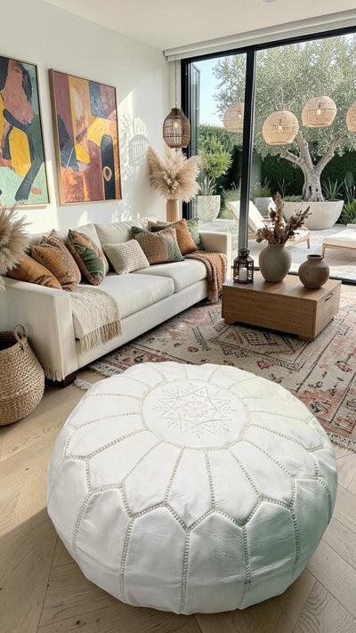 Pouf marocain en cuir – Fait main - 047
