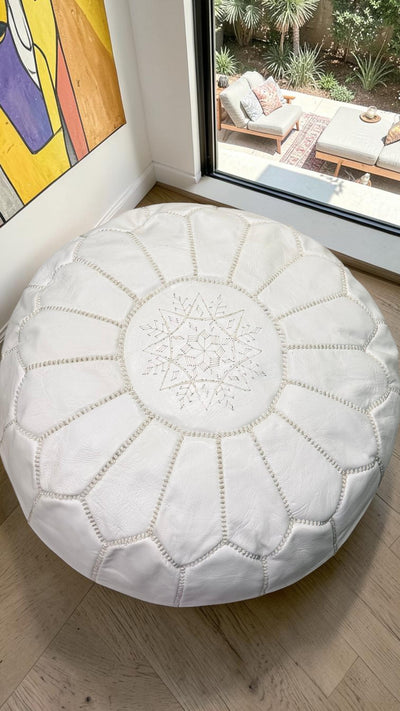 Pouf marocain en cuir – Fait main - 047