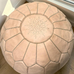 Pouf marocain en cuir – Fait main - 048