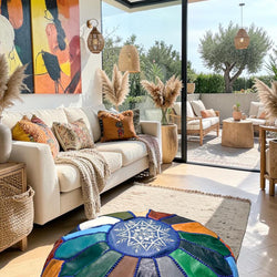 Pouf marocain en cuir – Fait main - 049