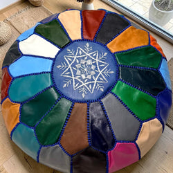 Pouf marocain en cuir – Fait main - 049