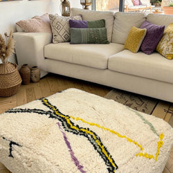 Pouf berbère vintage en laine naturelle – Fait main - 051
